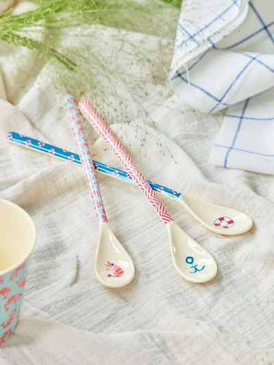 Rice Latte Löffel 3er-Set Rettungsring Krabbe Anker Motiv Geschirr Melamingeschirr Kindergeschirr Ki