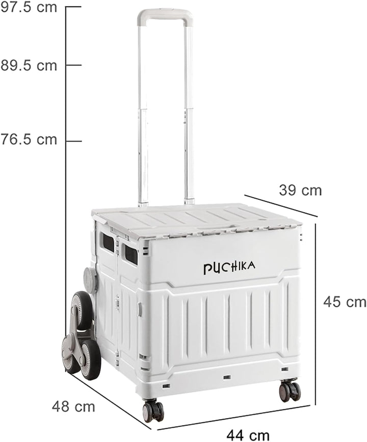 PUCHIKA Einkaufstrolley Treppensteiger klappbar, Einkaufswagen Trolley, Einkaufstrolley mit Deckel,