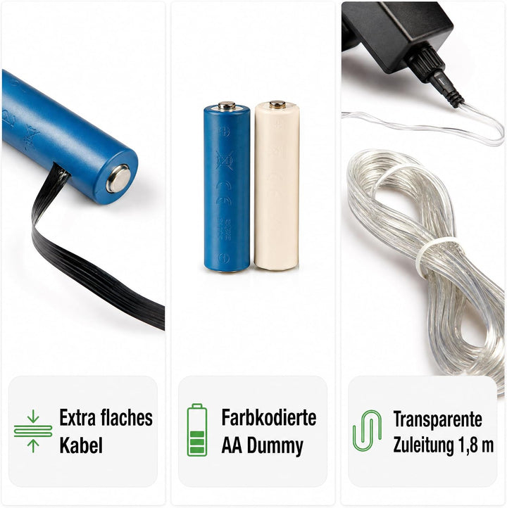 Hellum Batterieadapter 2X AA 3 V, Batterie Netzteil Adapter 2X AA Dummy, 1,8 m transparentes Kabel,