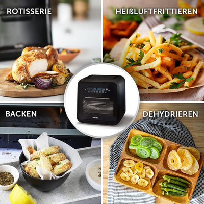 Breville Halo-Heissluftfritteuse mit Grillfunktion | digitale XXL-Heissluftfritteuse | 10 l | Fritti