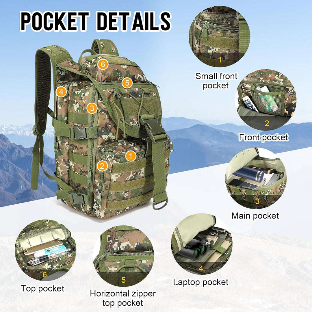 SHANNA Militärrucksack 35L/50L Armee Rucksack Molle, Hohe Kapazität Trekkingrucksack Wanderrucksäcke