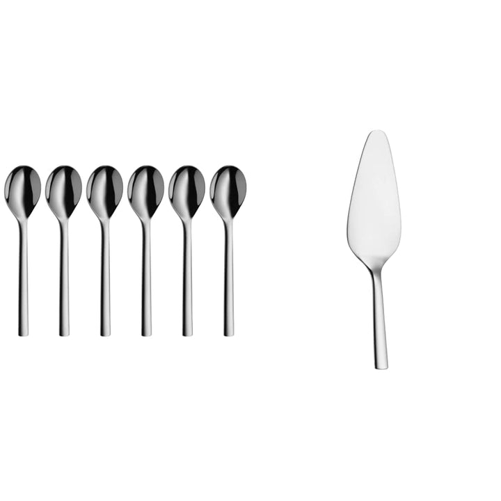WMF Nuova Tee-/ Kaffeelöffel Set 6-teilig, 13,5 cm &amp; Nuova Kuchenheber Tortenheber Edelstahl 23 cm,