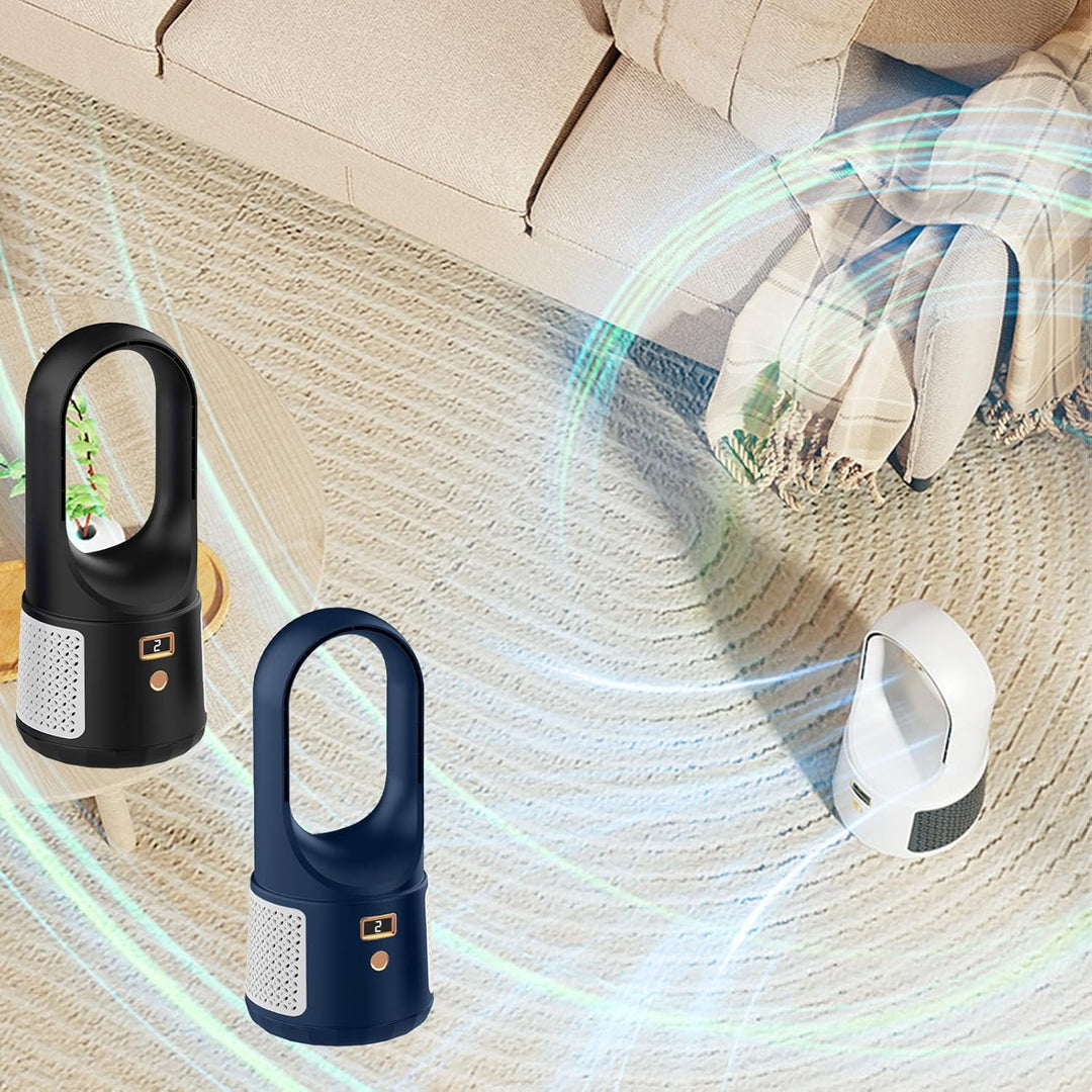 Srliya Turmventilator, Flügellos, 6-Gang-Modus, USB-Aufladung, LED-Anzeige, Geräuscharmer Tischventi