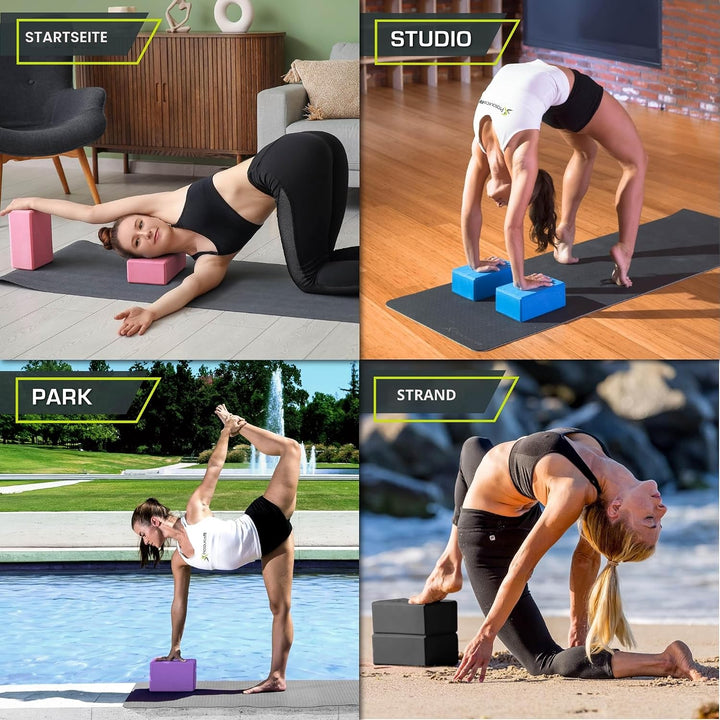 ProsourceFit Foam Yoga Blocks, High Density Eva Yoga Bricks (Set of 2), Aqua (Packung mit 2)