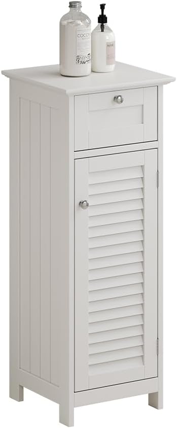 Vicco Midischrank Riad, Weiss, 32 x 87 cm mit Tür und Schublade, Midischrank