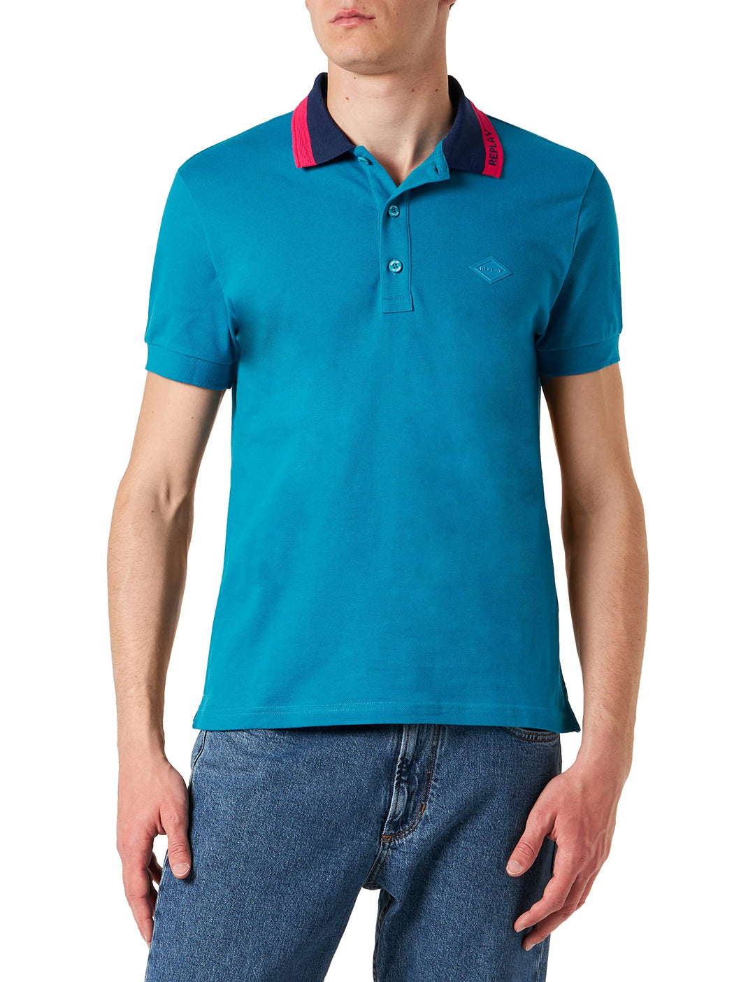 Replay Herren Poloshirt Kurzarm aus Baumwolle XL Petrol 182, XL Petrol 182