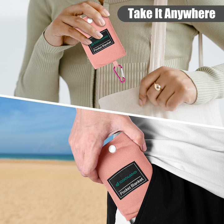 Odoland Picknickdecke 110 x 160 cm Ultraleicht Stranddecke Tragbare, Sandabweisende Camingmatte Komp