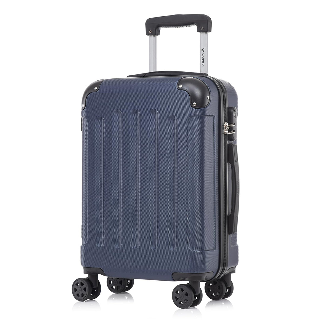 Koffer Suitcase M Dunkelblau, Trolley Reisekoffer, Rollkoffer Handgepäck, Kabinenkoffer mit 4 Rollen