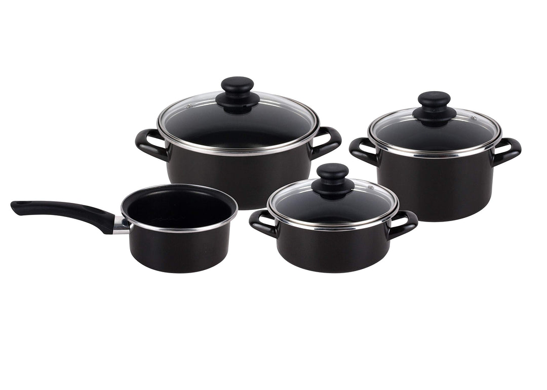 Magefesa Kenia Negra Kochgeschirr-Set, 7-teilig, emaillierter Aussenbereich, Antihaftbeschichtung, z