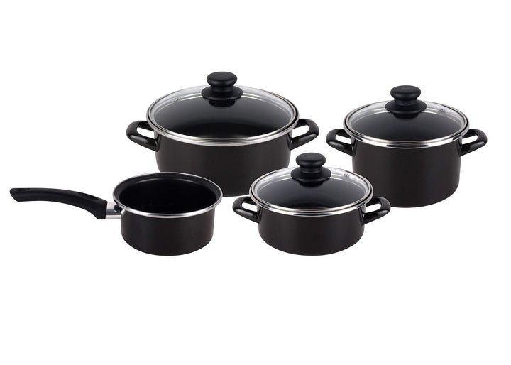 Magefesa Kenia Negra Kochgeschirr-Set, 7-teilig, emaillierter Aussenbereich, Antihaftbeschichtung, z