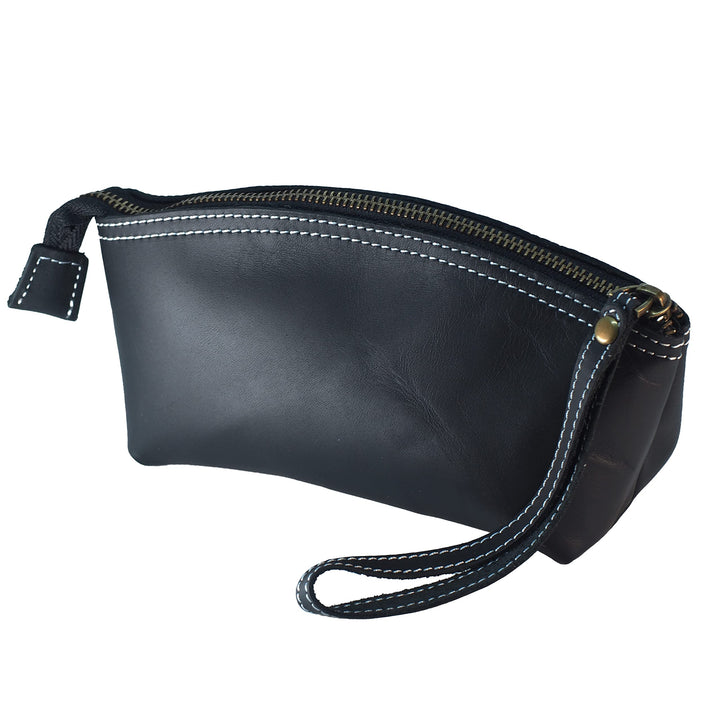 Premium Lederetui Clutch Kosmetiktasche Schminktasche aus hochwertige Echtleder, Schickes Federmäppc