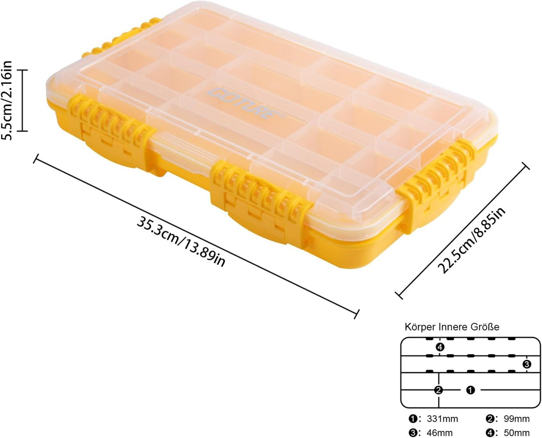 Goture Tacklebox,Kleinteilebox Angeln,Tackle Box Angeln,Köderbox,Angelbox kiste Koffer，Angelzubehör