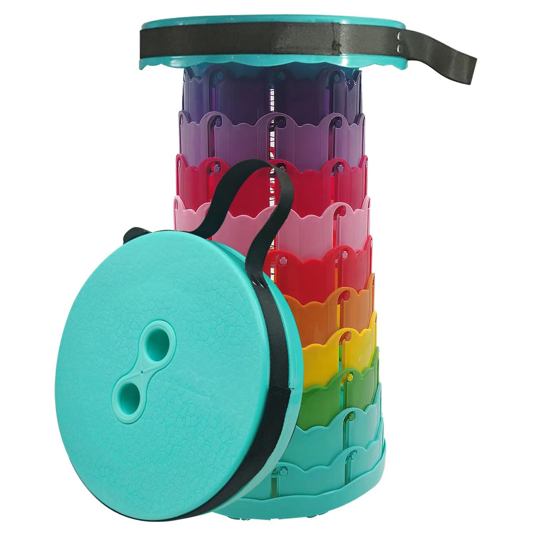 Teleskopischer Tragbarer Klapphocker Faltbar, Regenbogen Kunststoff Teleskop Hocker Tragbarer Hocker