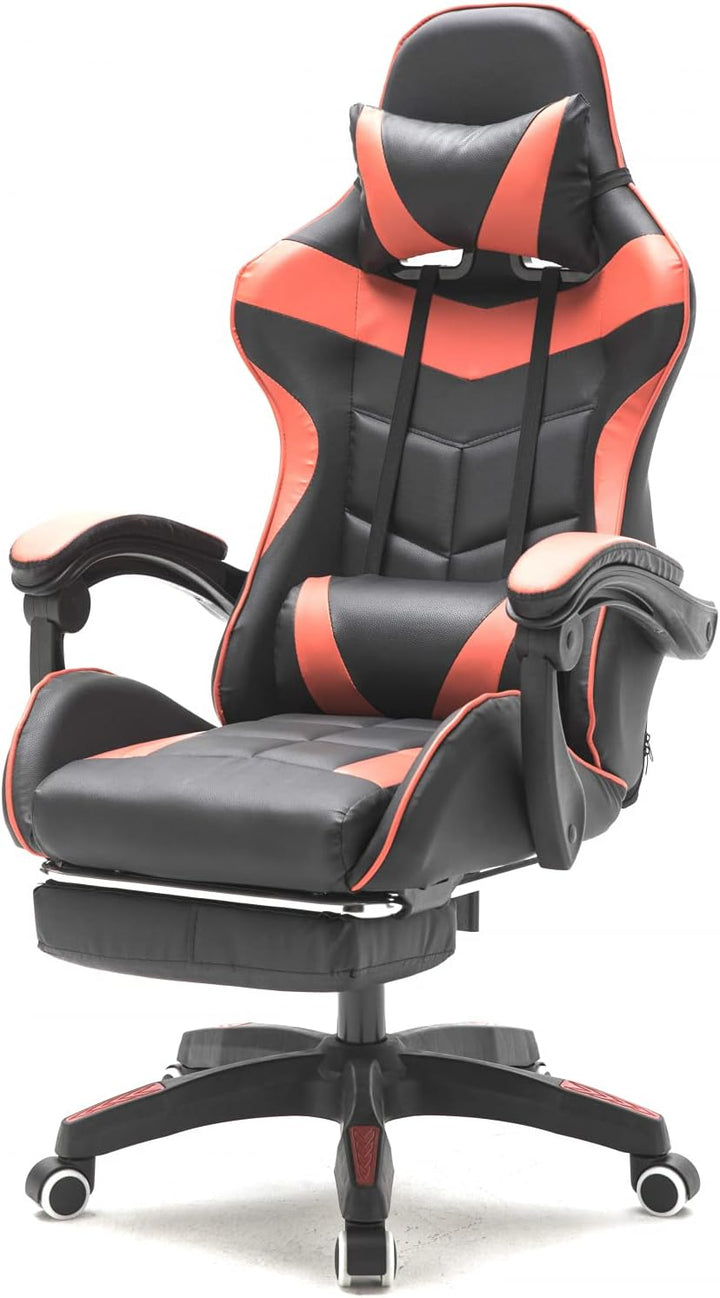 VDD Gaming Stuhl Cyclone mit Fussstütze - Bürostuhl - Racing Gaming Stuhl - Rot Schwarz