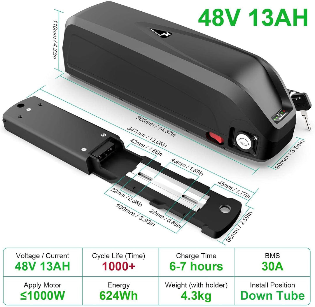 Unit Pack Power(A Grade-Zelle) 36V 48V 52V Ebike Akku 13-20Ah - Ebike Batterie passt für 1000W / 750
