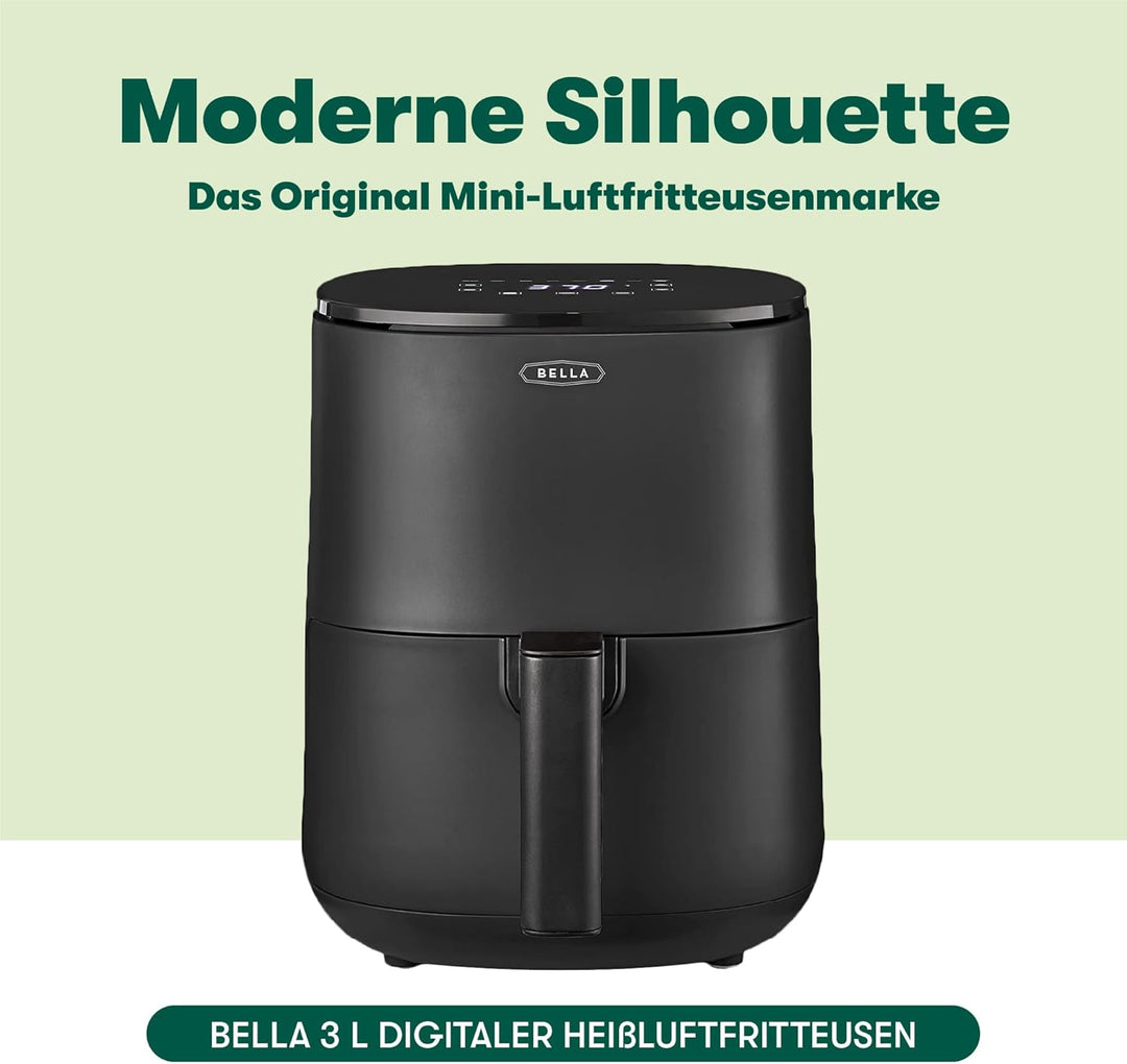 bella 3 L Touchscreen-Heissluftfritteuse, ölfreies Frittieren, spülmaschinenfeste Antihaft-Pfanne un
