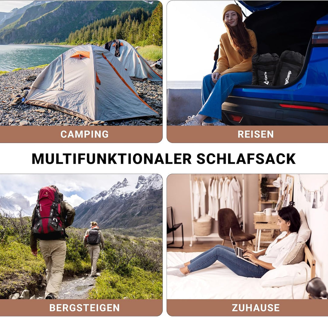 KingCamp Schlafsack für Erwachsene, Winter, Flanell, kompakt, 3-4 Jahreszeiten, Decke für Camping, R