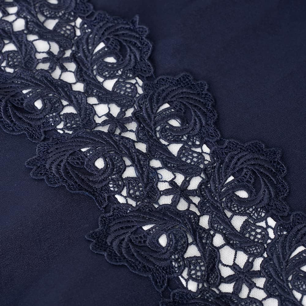 HOMEYEE Damen Vintage Rundhalsausschnitt Blumen Bestickt Knielang Elegant Cocktailkleid UKA079 S Dun