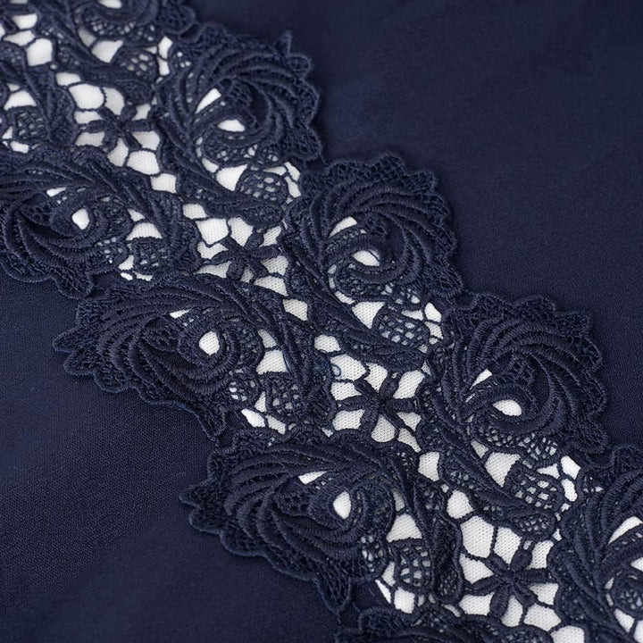 HOMEYEE Damen Vintage Rundhalsausschnitt Blumen Bestickt Knielang Elegant Cocktailkleid UKA079 S Dun