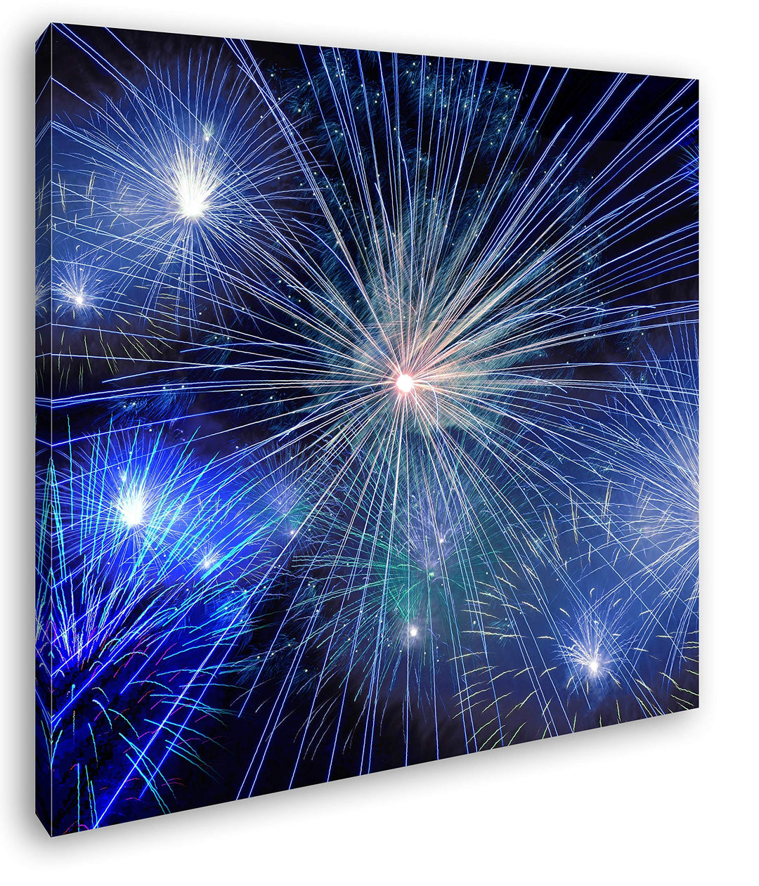 deyoli Atemberaubendes Feuerwerk im Format: 60x60 als Leinwandbild, Motiv fertig gerahmt auf Echthol