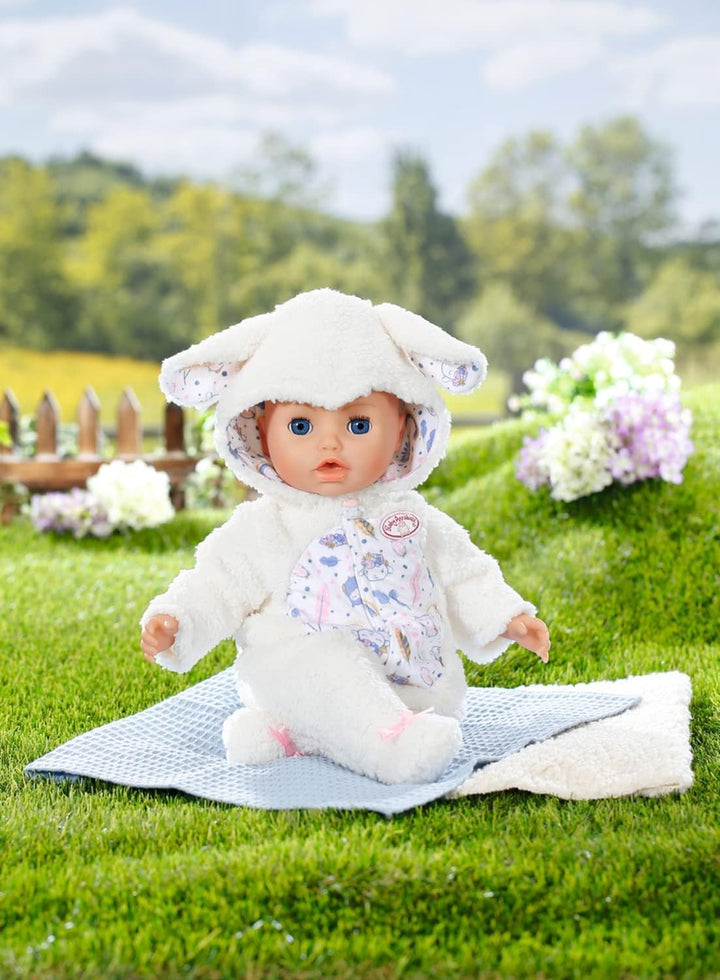 Baby Annabell Anzug im Schäfchenlook mit Kapuze und Schäfchen-Ohren, Strampler für 43 cm Puppen, 709