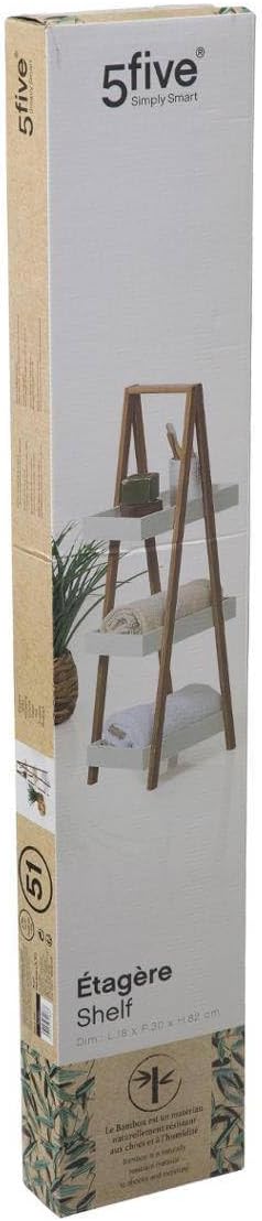 5five - servierwagen 3 Ebenen dreieck naturéo Bambus weiss Taille unique Bambou / Blanc, Taille uniq