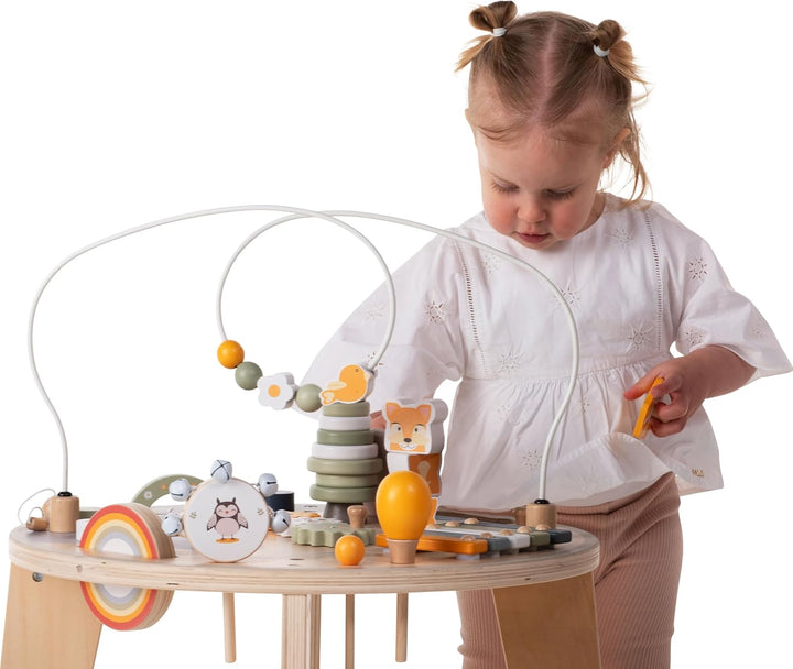Engelhart - 640030 - Spieltisch aus Holz mit vielen Aktivitäten - Fördert die Feinmotorik - Ab 12 Mo