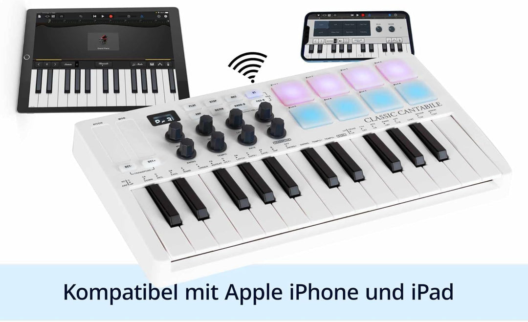 Classic Cantabile M25-AIR Wireless MIDI Controller Keyboard - Übertragung per Bluetooth - kompatibel
