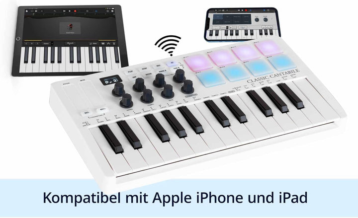Classic Cantabile M25-AIR Wireless MIDI Controller Keyboard - Übertragung per Bluetooth - kompatibel