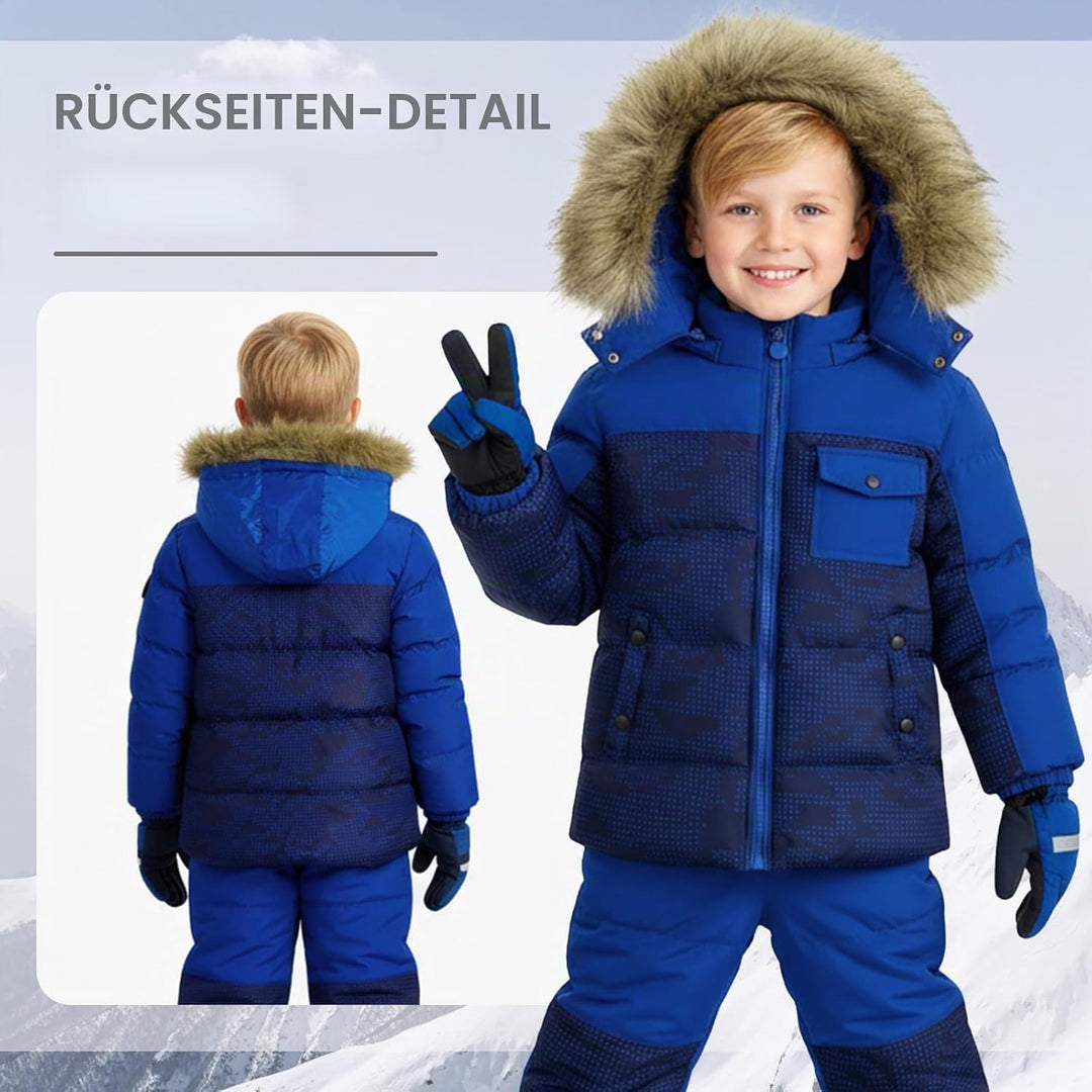 Baby Mädchen Jungen Daunenjacke Schneeanzug mit Künstliches Fell Kaputze Bekleidungsset Kleinkind Ve