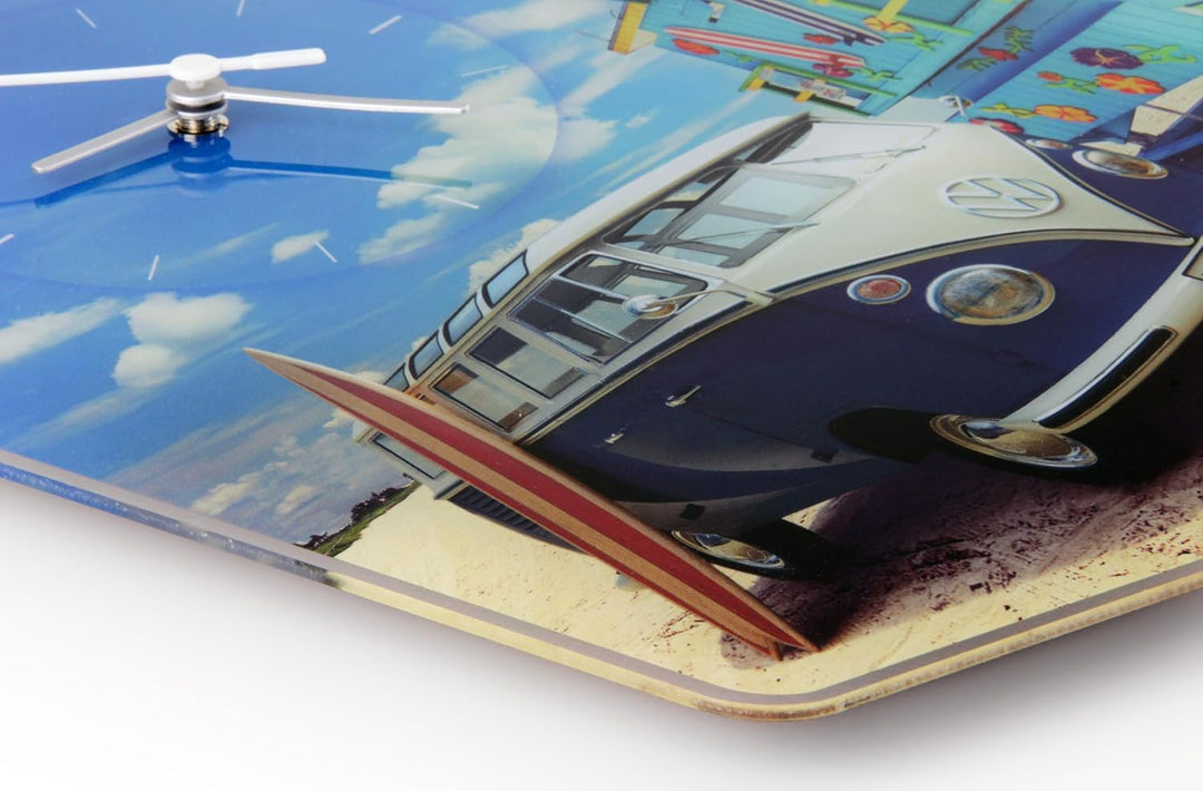BRISA VW Collection - Volkswagen Retro-Vintage Wand-Quarz-Uhr aus Acrylglas im T1 Bulli Bus (Strandl