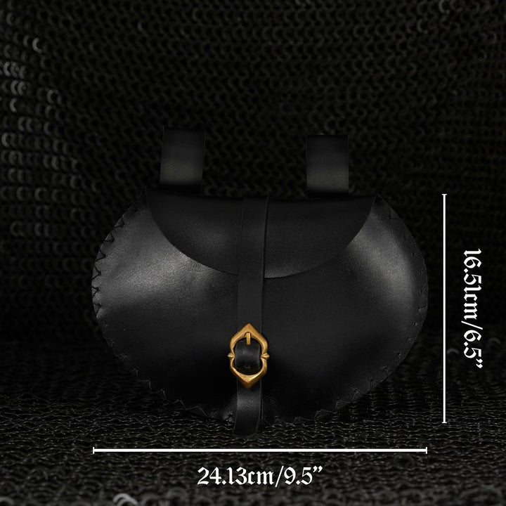 Mythrojan Mittelalterliche Wikinger-Leder-Gürteltasche LARP Renaissance-Gürteltasche – Schwarz, Schw