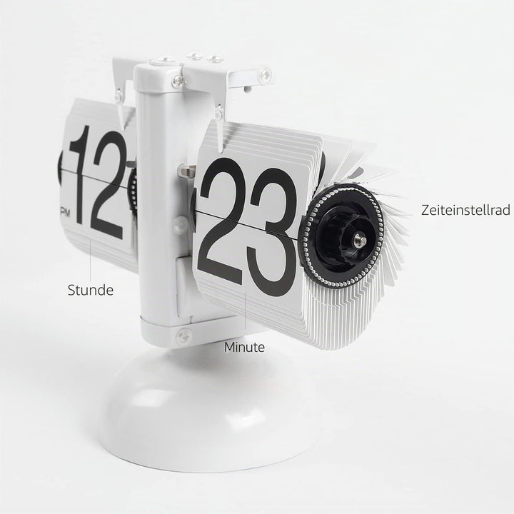 mooas Flip Schreibtischuhr (weiss) Retro Vintage Design Auto Flip Clock Schreibtischuhr Tischuhr Gro