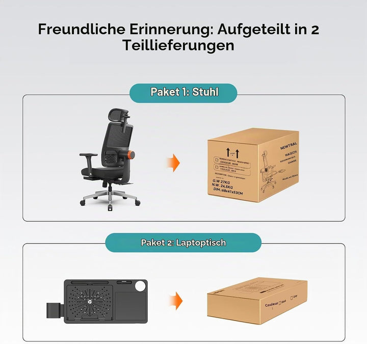 Newtral NT001 Bürostuhl Ergonomisch, Ergonomischer Schreibtischstuhl 150kg, Ergonomic Office Chair P