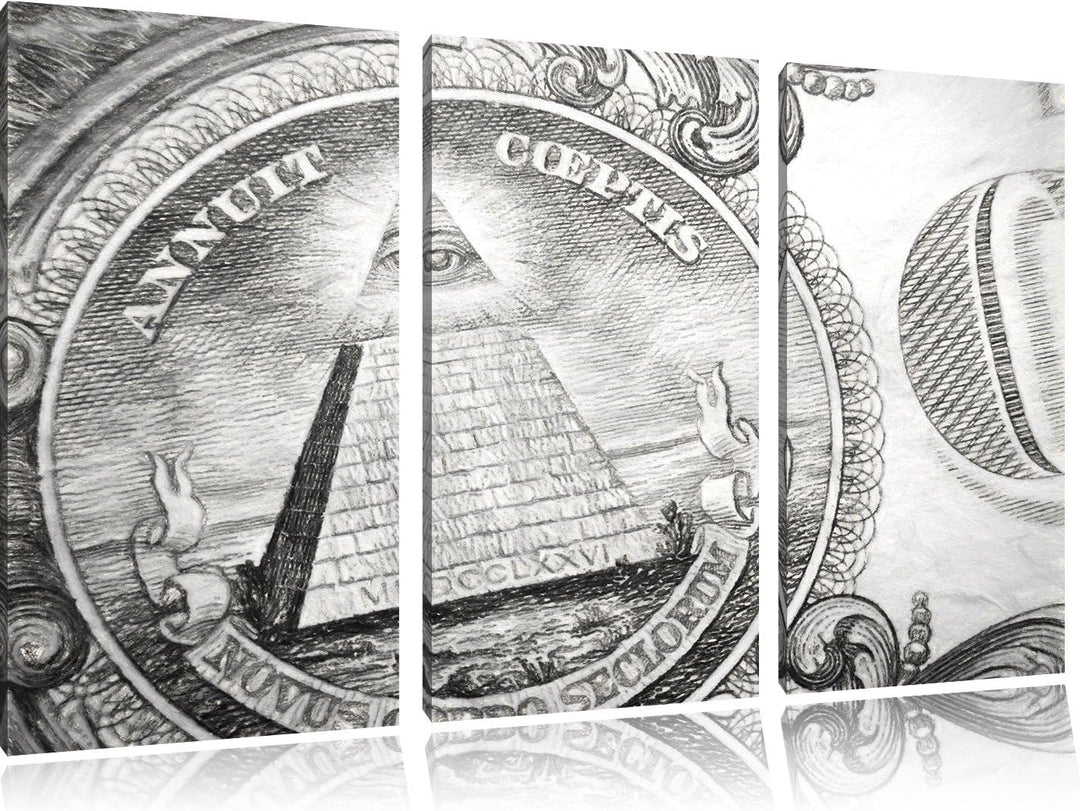 Pixxprint Illuminaten-Pyramide / 3-Teilig/Gesamtmass 120cm Leinwandbild bespannt auf Holzrahmen/Wand