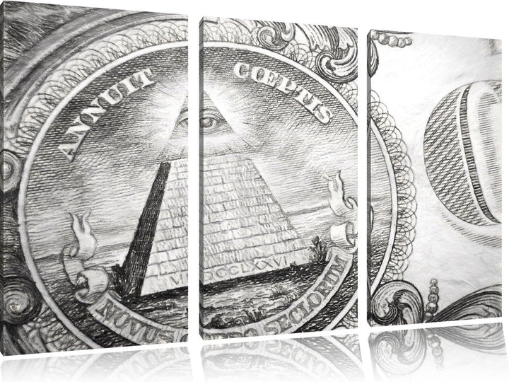 Pixxprint Illuminaten-Pyramide / 3-Teilig/Gesamtmass 120cm Leinwandbild bespannt auf Holzrahmen/Wand
