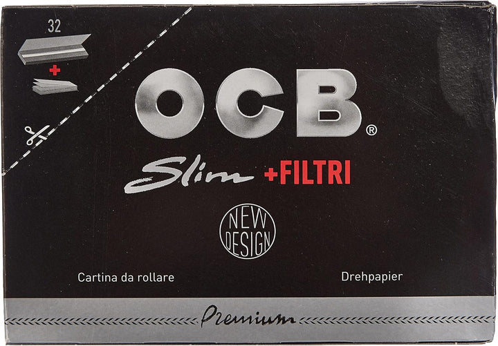 OCB Premium Long Slim Paper schwarz + Tips Zigarettenpapier, Papier, 15 x 15 x 5 cm OCB Schwarz Prem
