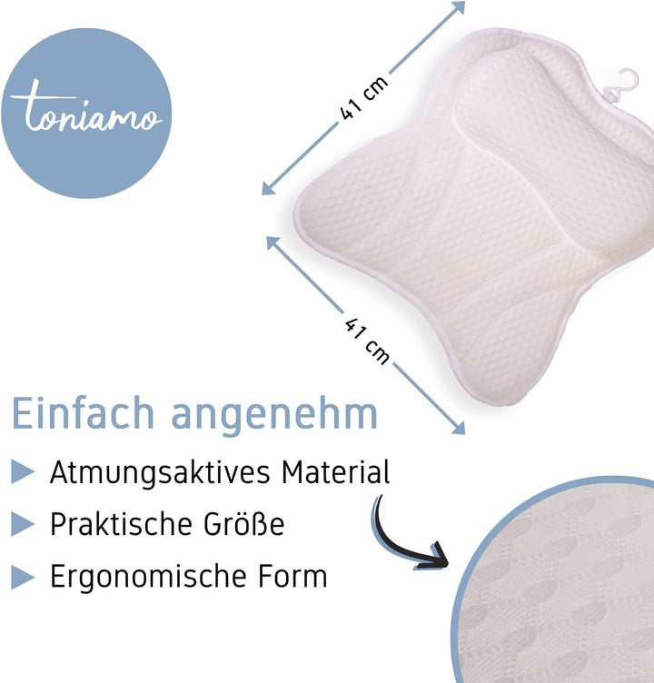 Badewannenkissen | Premium Badekissen für Badewanne mit Kopfstütze &amp; Nackenstütze | Kissen ideal als