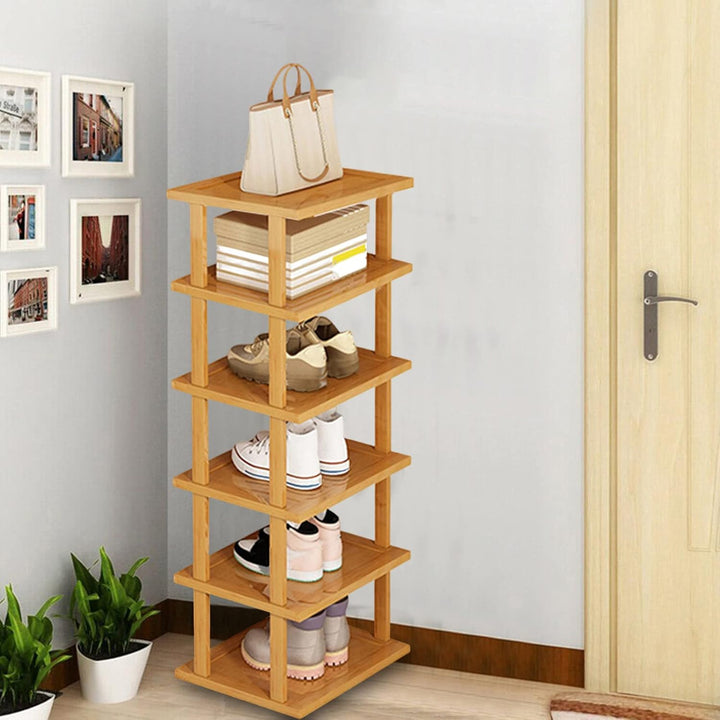 Platzsparendes Schuhregal mit 5/7/8 Ebenen - Abnehmbarer Holz-Schuhturm, Vertikal für Eingang, Flur