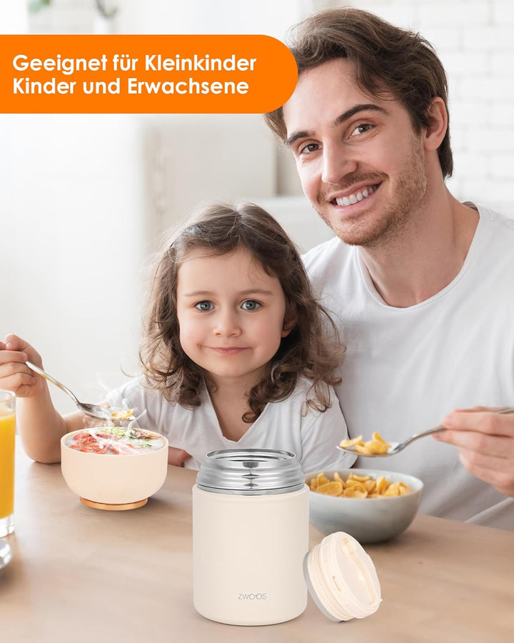 ZWOOS Thermoskanne für Lebensmittel, 850 ml, Edelstahl, isoliert, mit Griff, isolierte Lebensmittelb