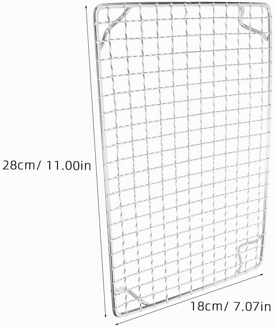 Edelstahl Grillrost mit Füssen 28 X 18cm Rechteckiges Grillgitter zum Backen und Braten Antihaftbesc