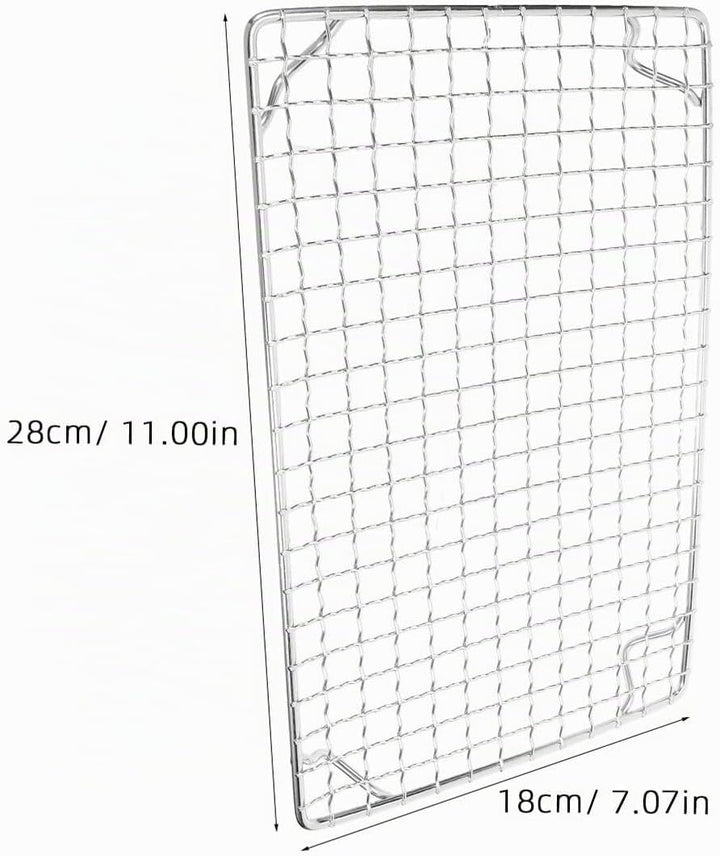Edelstahl Grillrost mit Füssen 28 X 18cm Rechteckiges Grillgitter zum Backen und Braten Antihaftbesc