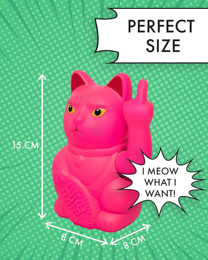 ANGRY CAT - Winkekatze Lucky CAT - Lustige winkende Katze - japanische Winkkatze mit Stinkefinger -