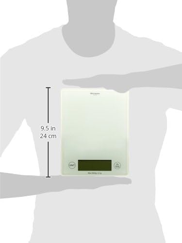 Westmark Digitale Küchenwaage mit Tara-Funktion, Wiegebereich bis 5 Kg, Glas-Wiegefläche, 23 x 18 x