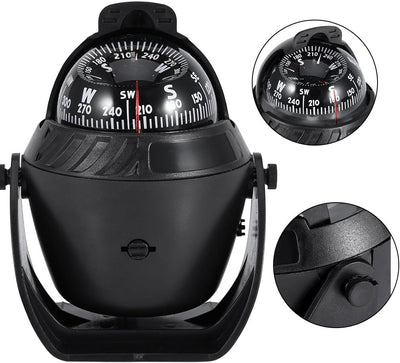 Filfeel Digital Marine Kompass, Hohe Präzision LED-Licht Schwenkbarer Kompass, Navigation Elektronis