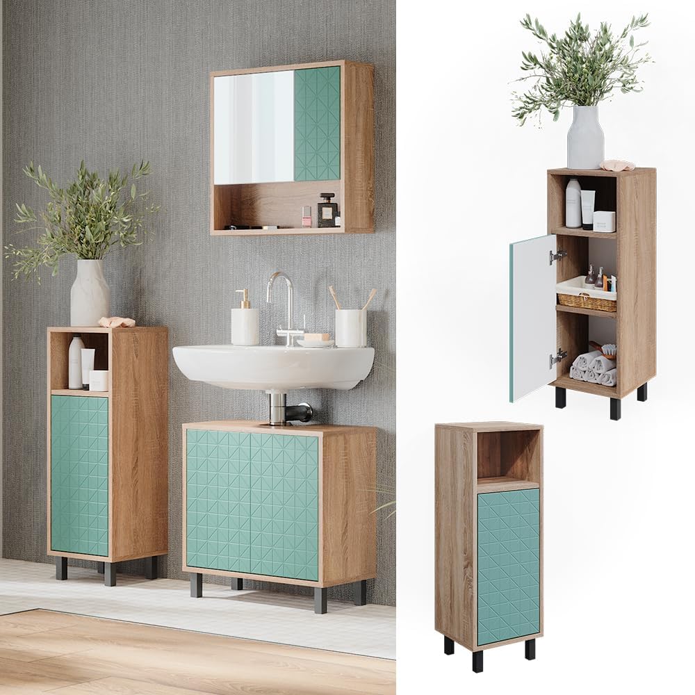 Vicco Midischrank Agasta, Mintgrün/Sonoma, 30 x 87.2 cm Mintgrün Badschrank, Mintgrün Badschrank