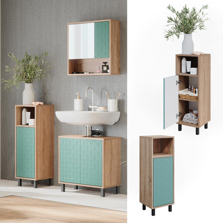 Vicco Midischrank Agasta, Mintgrün/Sonoma, 30 x 87.2 cm Mintgrün Badschrank, Mintgrün Badschrank