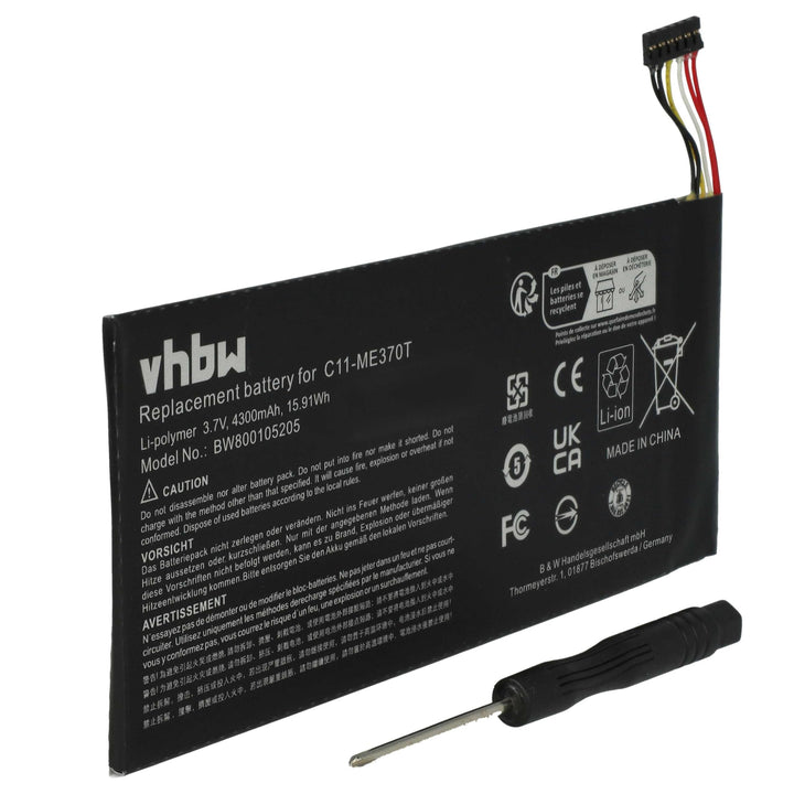vhbw Akku kompatibel mit Asus Memo Pad Smart 10.1, ME301T-A1, ME301T 16GB, ME301T, ME172V Tablet Pad