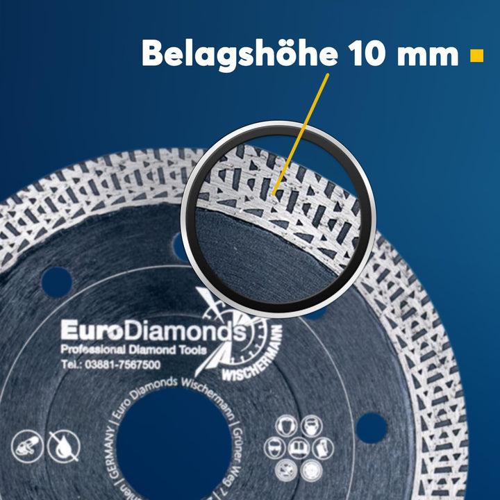 Profi Diamant Trennscheibe Granit SUPERCUT, 125 mm, Fliesenscheibe, extra dünn, für Handmaschinen, T