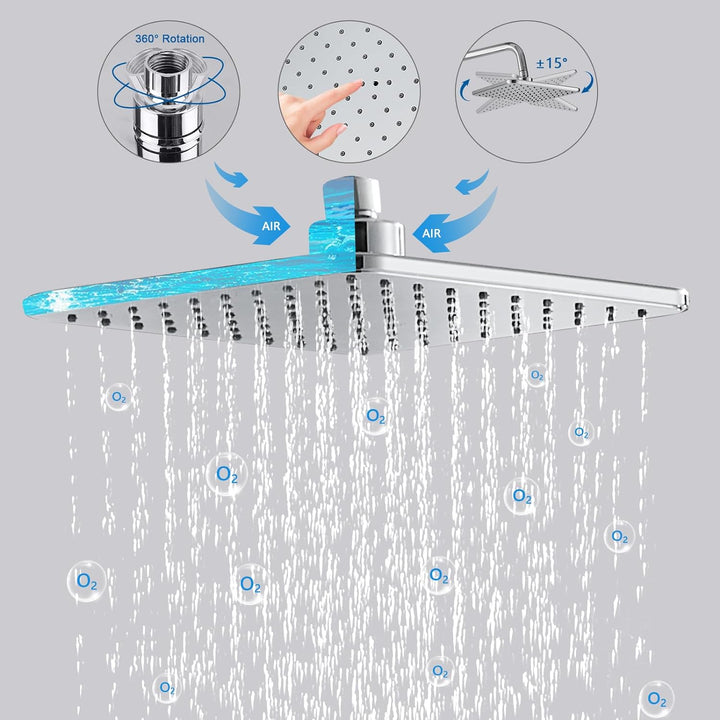 BONADE Duschsystem mit Thermostat, Regendusche mit Armatur, Edelstahl Duscharmatur Komplettset, Dusc